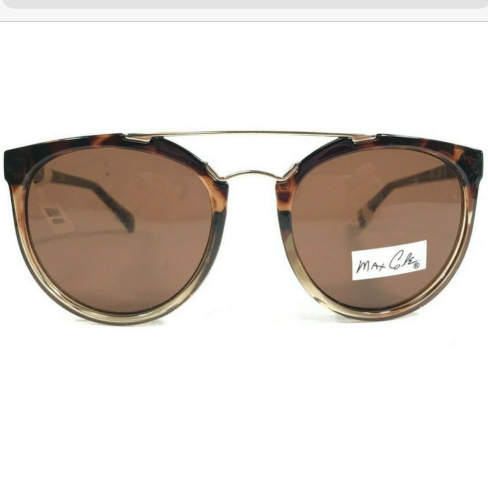 Max Cole Sunglasses MC 1495 COL 10 Brown Gold Round Frames with Brown Lenses